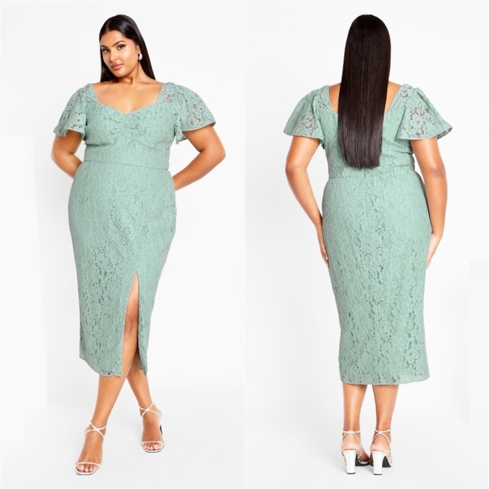 City Chic Maisie Midi Dress in Ether - Pastel Mint Green Sz. 20 NWT